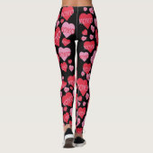 XOXO Love Roze Rood Hart Patroon Valentijn Zwart Leggings (Achterkant)