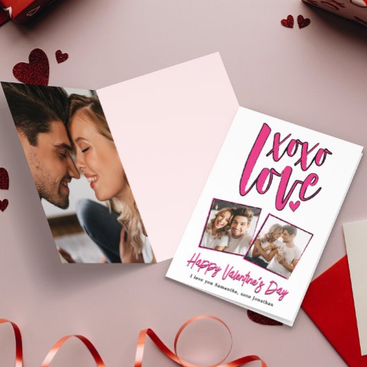 XOXO LOVE Valentijnsdag Foto Kaart