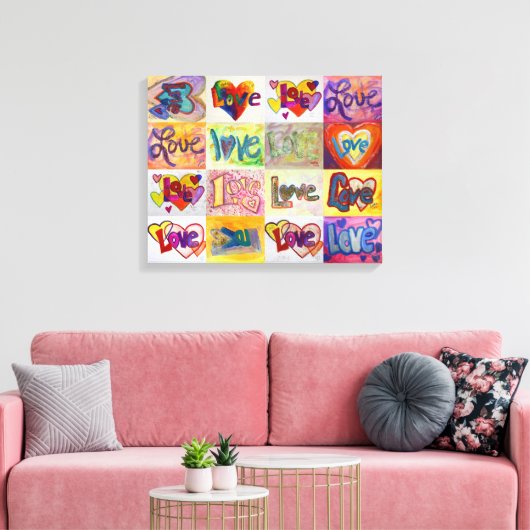 XOXO Love Word Artwork Canvas Painting (roze) (Insitu (Woonkamer))