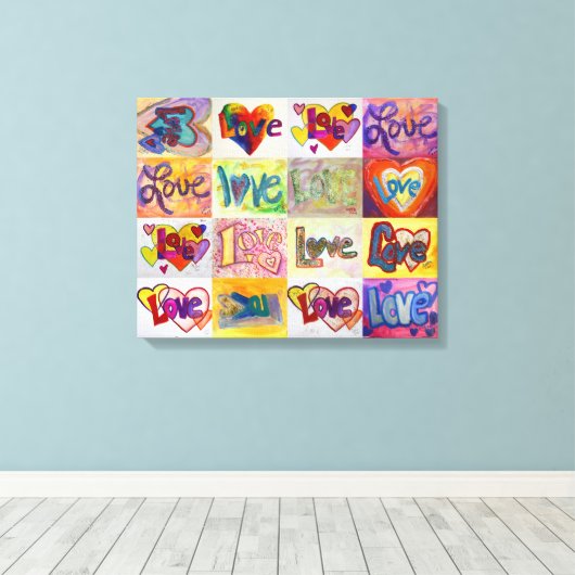 XOXO Love Word Artwork Paintas Canvas Art Print (Insitu (Houten vloer))