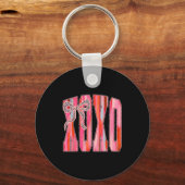 Xoxo Luipaard Boog Grappige Valentijnsdag Coquette Sleutelhanger (Voorkant)