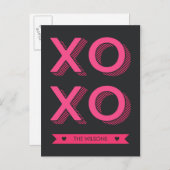 XOXO maakt roze en donkere achtergrond Briefkaart (Voorkant / Achterkant)