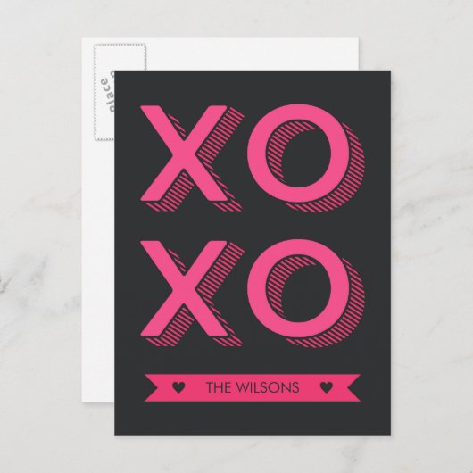 XOXO maakt roze en donkere achtergrond Briefkaart (Voorkant / Achterkant)