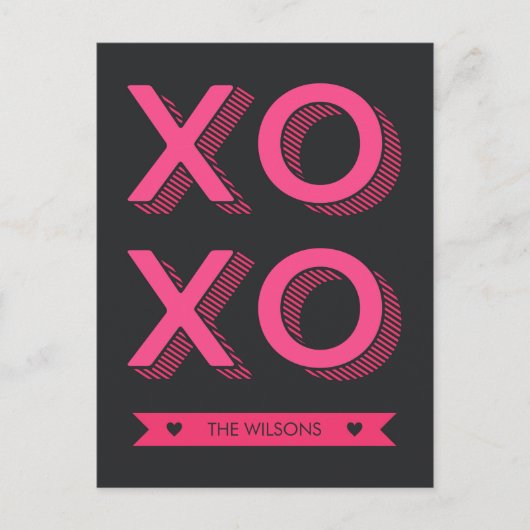 XOXO maakt roze en donkere achtergrond Briefkaart (Voorkant)