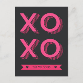 XOXO maakt roze en donkere achtergrond Briefkaart