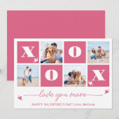 XOXO Modern Bold 4 Photo Collage Valentijnsdag Feestdagenkaart (Voorkant / Achterkant)