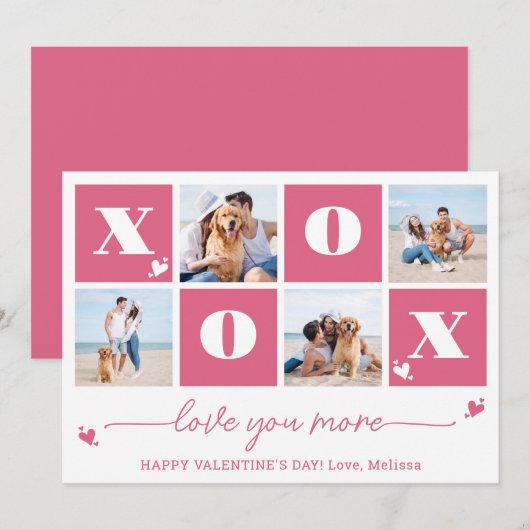 XOXO Modern Bold 4 Photo Collage Valentijnsdag Feestdagenkaart (Voorkant / Achterkant)