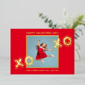 XOXO Modern Bold Foto Folie Rood Jubileum Kaart (Staand Voorkant)