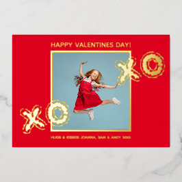 XOXO Modern Bold Foto Folie Rood Jubileumkaart Uitnodiging