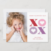 XOXO modern portret fotokaart valentijnsdag Notitiekaartje (Voorkant)
