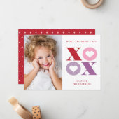 XOXO modern portret fotokaart valentijnsdag Notitiekaartje (Voorkant / Achterkant in situ)