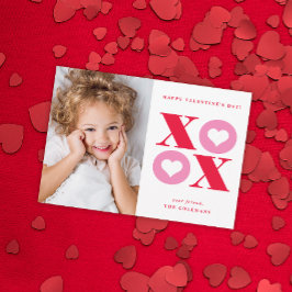 XOXO modern portret fotokaart valentijnsdag Notitiekaartje