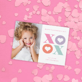 XOXO modern portret fotokaart valentijnsdag Notitiekaartje