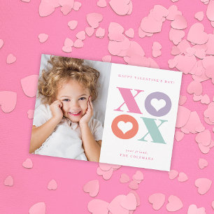 XOXO modern portret fotokaart valentijnsdag Notitiekaartje