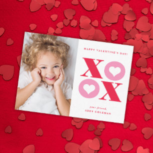 XOXO moderne foto klas valentijnsdag kaart Notitiekaartje