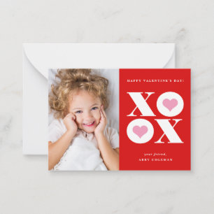 XOXO moderne foto klas valentijnsdag kaart Notitiekaartje