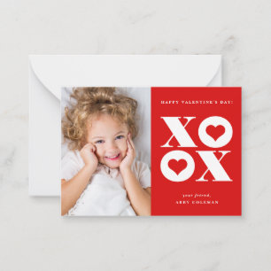 XOXO moderne foto klas valentijnskaart Notitiekaartje