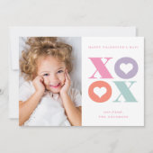 XOXO moderne fotografische kaart met foto-Valentij Notitiekaartje (Voorkant)