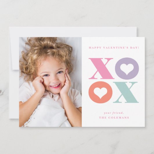 XOXO moderne fotografische kaart met foto-Valentij Notitiekaartje (Voorkant)