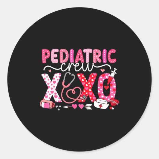 Xoxo Nurse Pediatric Crew Nurse Valentine Leopard Ronde Sticker (Voorkant)