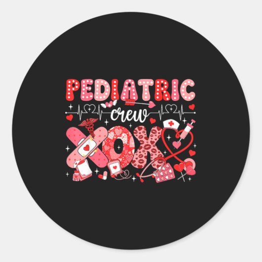 Xoxo Nurse Pediatric Crew Nurse Valentine Leopard  Ronde Sticker (Voorkant)