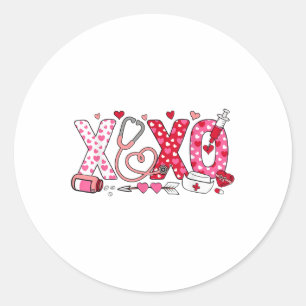 Xoxo Nurse Valentijnsdag Stethoscope Valentijn Fo Ronde Sticker