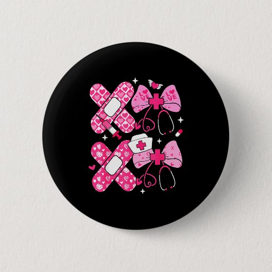Xoxo Nurse Valentines Day Stethoscope Valentine Nu Ronde Button 5,7 Cm (Voorkant)