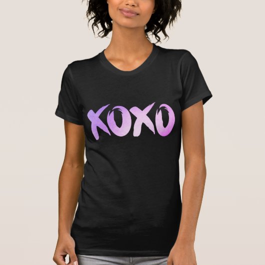XOXO Paars Roze | Hand Letterig penseelscript T-shirt (Voorkant)