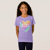 XOXO Pastel Rainbow Heart Girls' T-Shirt (Voorkant volledig)
