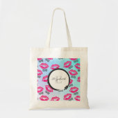 XOXO patroon met roze Kissy Lips met monogram Tote Bag (Voorkant)