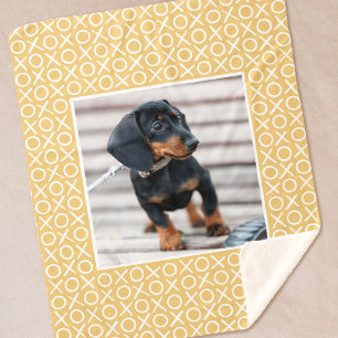 XOXO Penseelstreek Aangepaste Foto van Hond Geel M Sherpa Deken