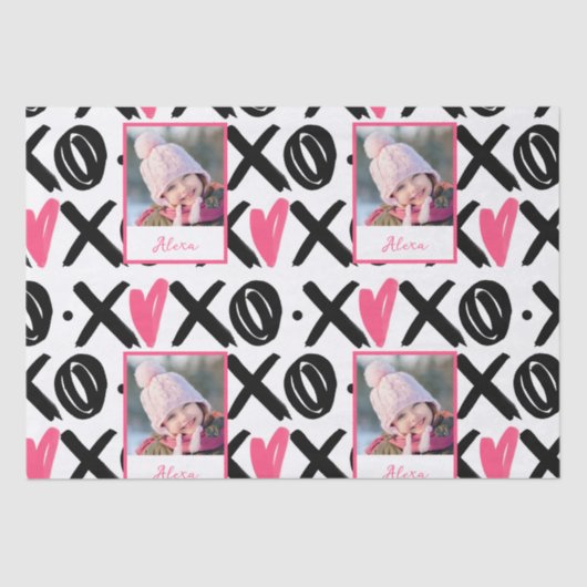 XOXO Photo and Heart Pattern Valentijnsdag Tissuepapier (Voorkant)