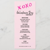 XOXO Pink girly Galentine's feestdiner Menu (Voorkant)