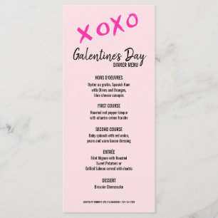 XOXO Pink girly Galentine's feestdiner Menu