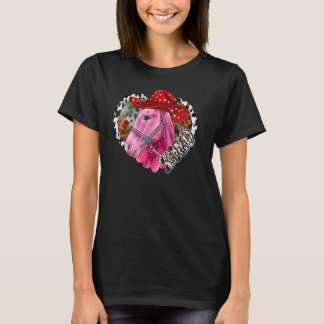 Xoxo Pink Horse Heart Horse Leopard Westerne Valen T-shirt