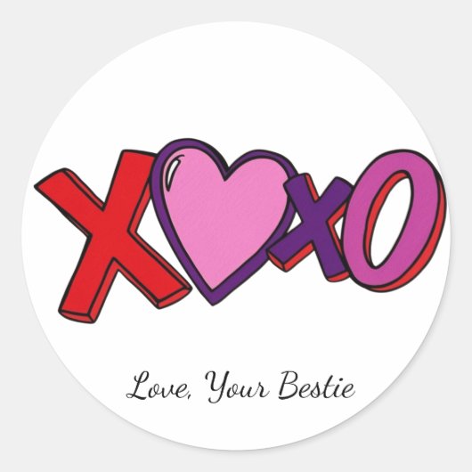 XOXO Print sticker, Valentijnsdag  Ronde Sticker (Voorkant)