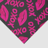 XOXO Quote Black Neon Pink Lipstick Patroon Tissuepapier (Detail)
