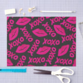 XOXO Quote Black Neon Pink Lipstick Patroon Tissuepapier (Craft)