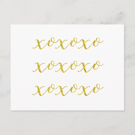 XOXO Quote Faux Glitter Bling Metallic Sequins Briefkaart (Voorkant)