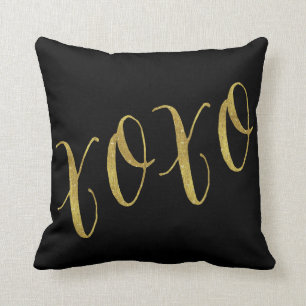 XOXO Quote Faux Gold Foil Glitter Background Kussen