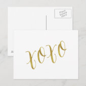 XOXO Quote Faux Gold Glitter Background Sjabloon Briefkaart (Voorkant / Achterkant)