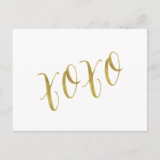 XOXO Quote Faux Gold Glitter Background Sjabloon Briefkaart (Voorkant)