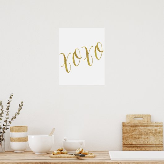 XOXO Quote Faux Gold Glitter Background Sjabloon Poster (Keuken)