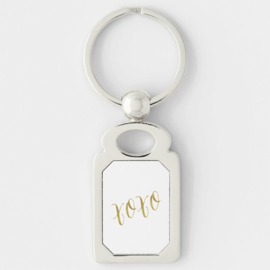 XOXO Quote Faux Gold Glitter Background Sjabloon Sleutelhanger (Voorkant)