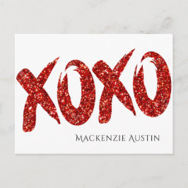 XOXO Red Glitter | Glam Brush Hug en Kisses Blank Briefkaart