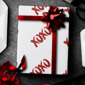 XOXO Red Glitter | Glam Brushstroke Hug en Kisses Cadeaupapier