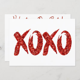XOXO Red Glitter | Glam Brushstroke Hug en Kisses Kaart