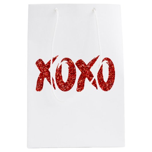 XOXO Red Glitter | Glam Brushstroke Hug en Kisses Medium Cadeauzakje (Voorkant)