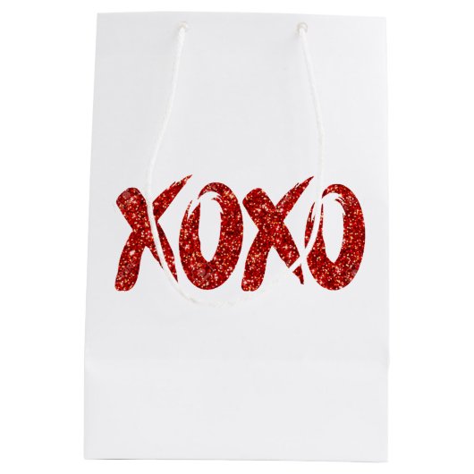 XOXO Red Glitter | Glam Brushstroke Hug en Kisses Medium Cadeauzakje (Achterkant)