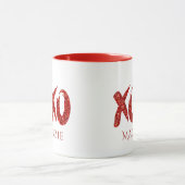 XOXO Red Glitter | Glam Brushstroke Hug en Kisses Mok (Midden)